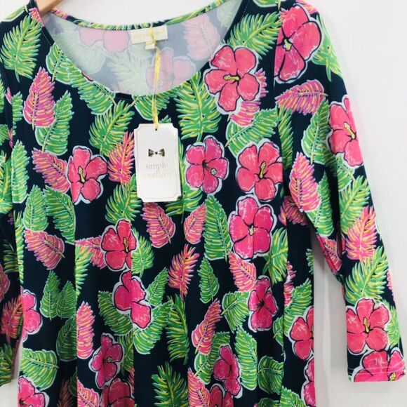 Simply Southern Mini Dress Womens Small Hibiscus Semi-Sheer Pool Cover Up NWT - Picture 3 of 8